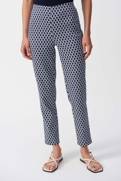 Incorporate contemporary flair into your every style with these Joseph Ribkoff pull-on slim fit pants. Tailored in a chic stretch jacquard fabric with a hidden waistband