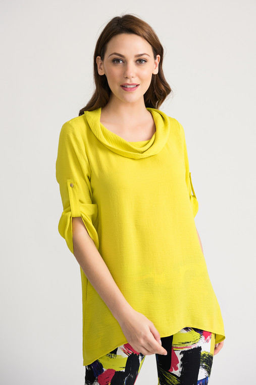 Joseph Ribkoff Cowl Neck Tunic Top with Buttoned Arm Detail