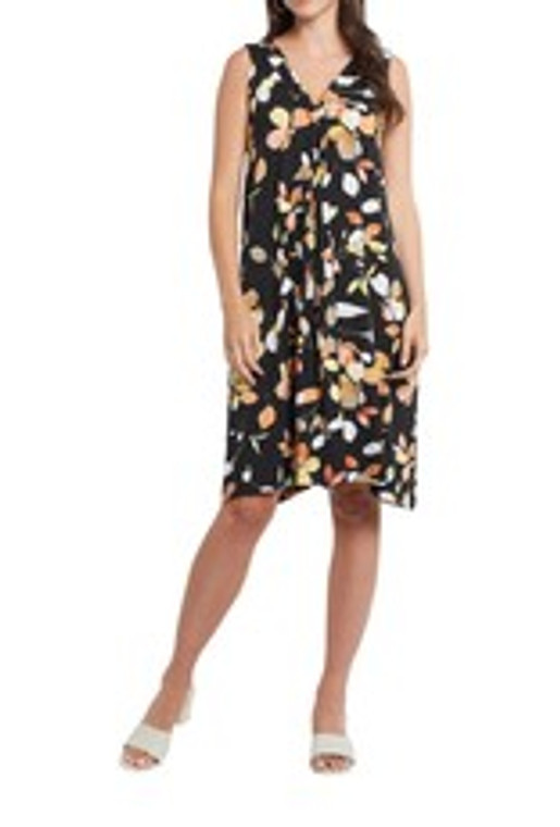 Tribal sleeveless flare dress with front tie in Blossom