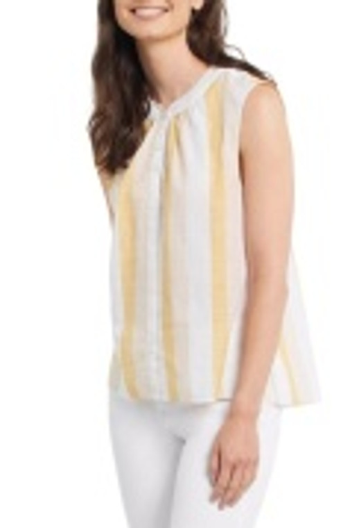 Tribal sleeveless button front flaired blouse in Wheat