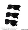 Slant back display for sunglasses and eyeglasses for countertops and boutiques full on desk with text and sunglasses