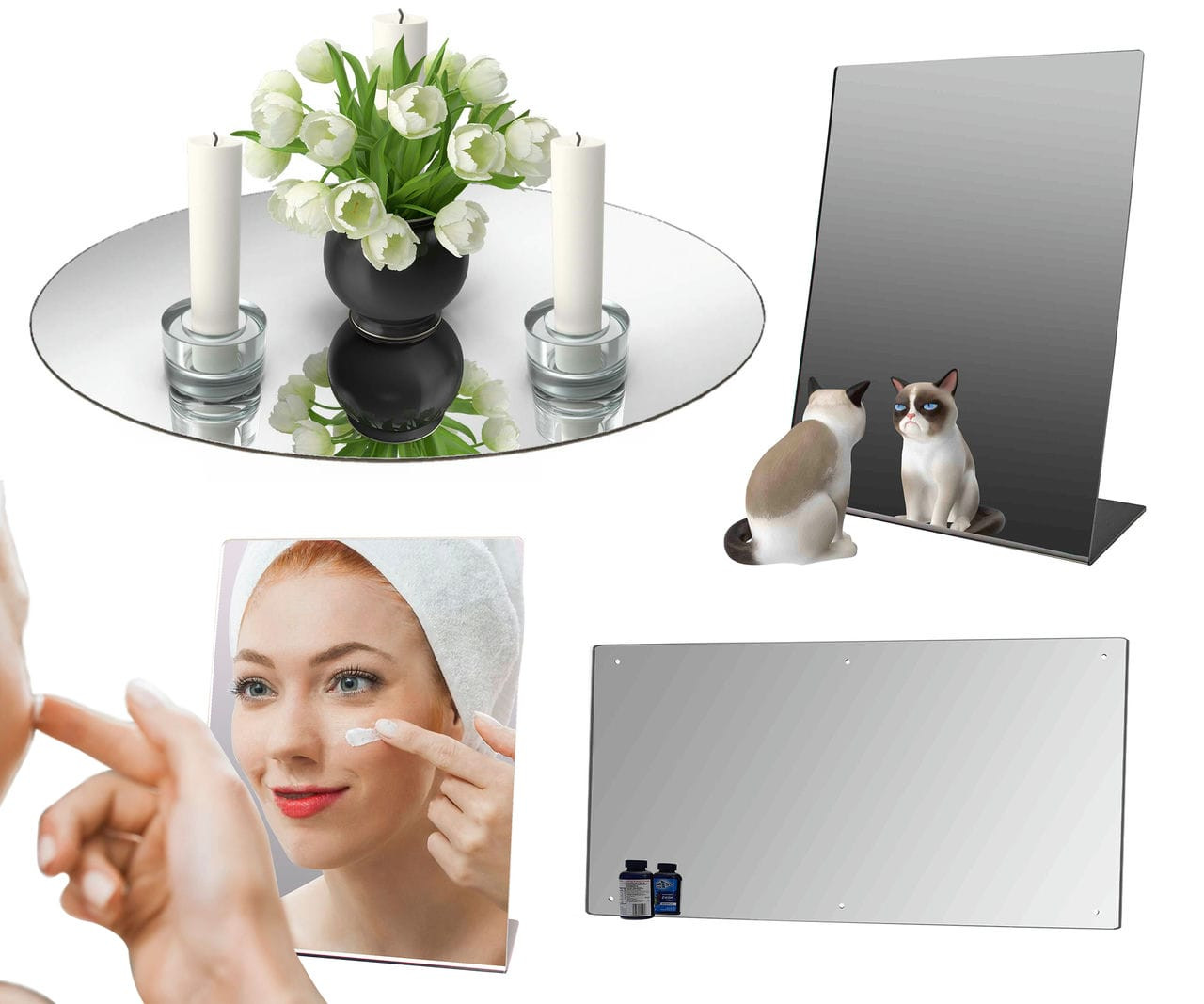 Marketing Holders Acrylic Mirror Sheet 4 x 6 Plexiglass Decorative Tile  Reflective Surface Plate for Home Decor and Tabletop Retail Product Display