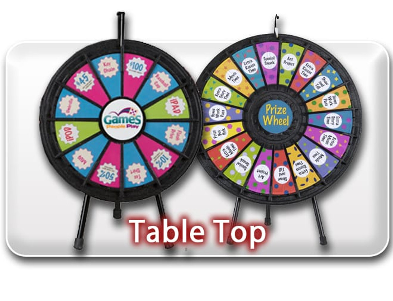 T-Sign 12 Heavy Duty Spinning Prize Wheel, 10 Slots Color Tabletop Prize Wheel Spinner with Dry Erase Marker & Eraser As Customized Gifts for Car