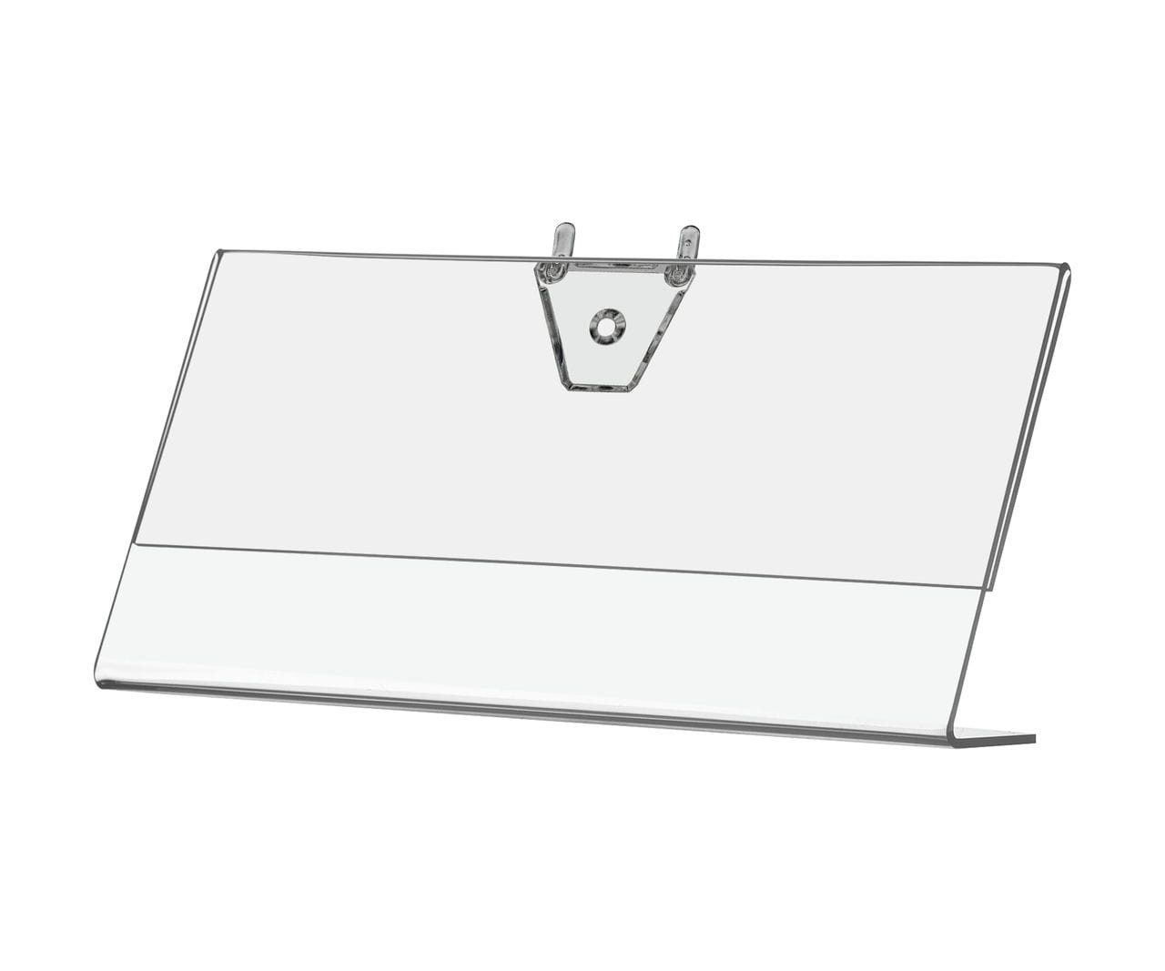 3.5”W x 5H Small Sign Holder Side Load Slant Back Clear Display