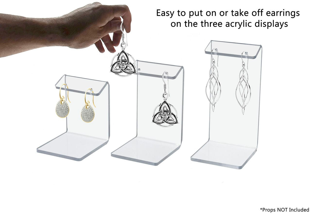 Set of Three Earring Display Platform Stands Small Medium Large