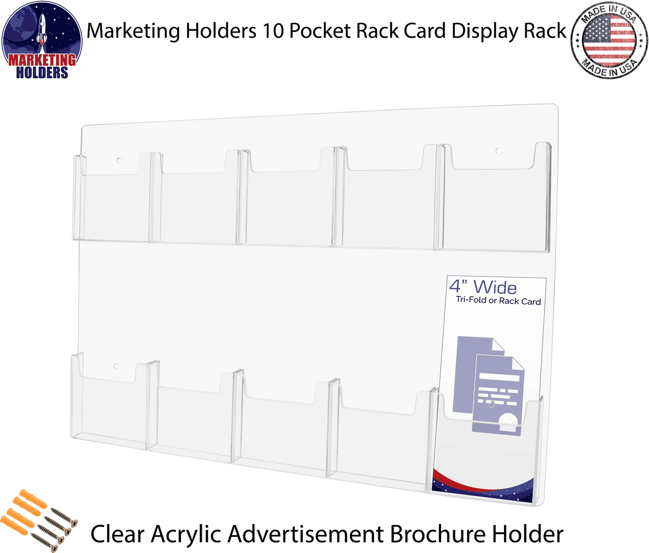 Wall 10 Pocket Brochure Holder for 4