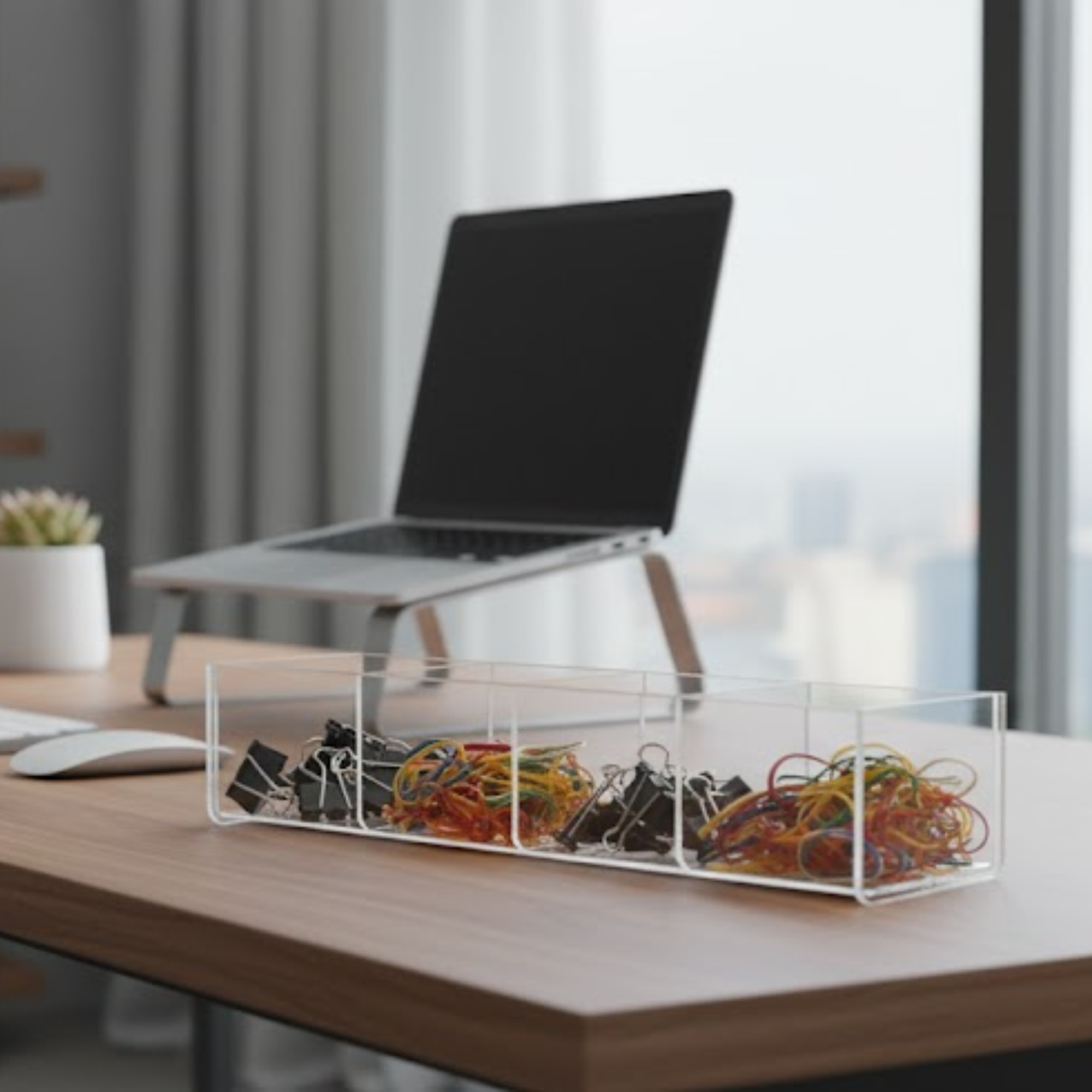 Clear Acrylic 15.75"W Tray with 4 Compartments