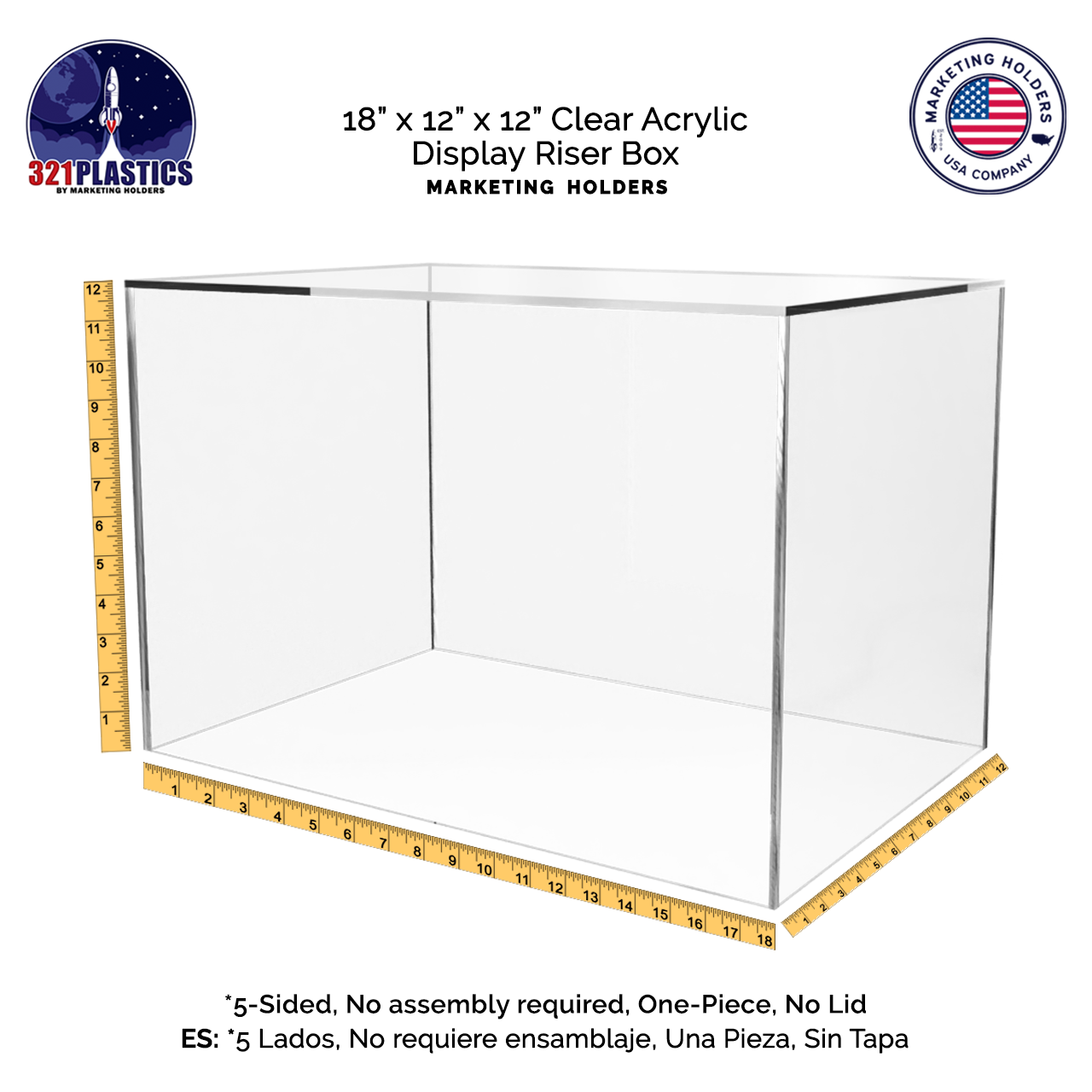 18 x 12 x 12 Clear Acrylic Display Box with One Open Side No Lid  Versatile Rectangular One Piece Plexiglass Merchandise Storage Bin or  Retail