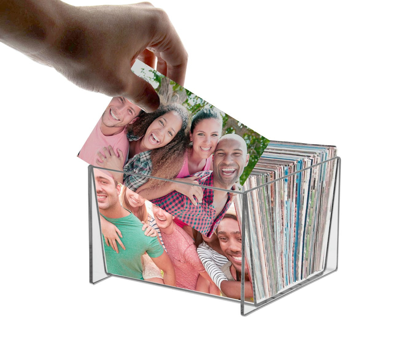 Photo Art Bins Prints Pictures Painting Clear Acrylic filled with cds or postcards