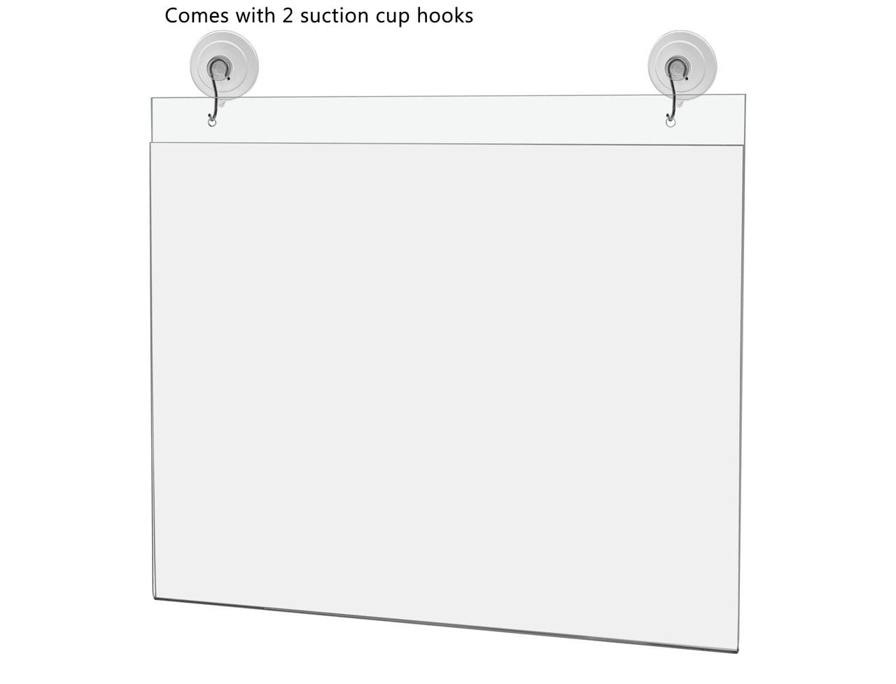 Fourteen Inches Wide by Eleven Inches High Window Mount Sign Holder with Suction Cups Hooks with verbiage and text