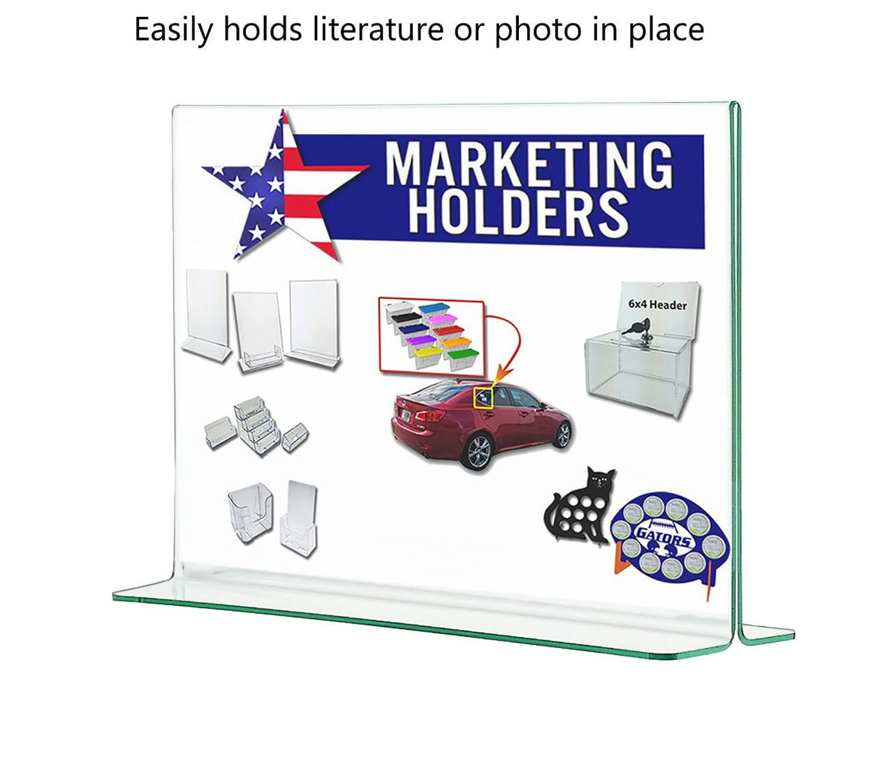 8.5W x 11H Slanted Print Sign Holder Display with Kick Stands