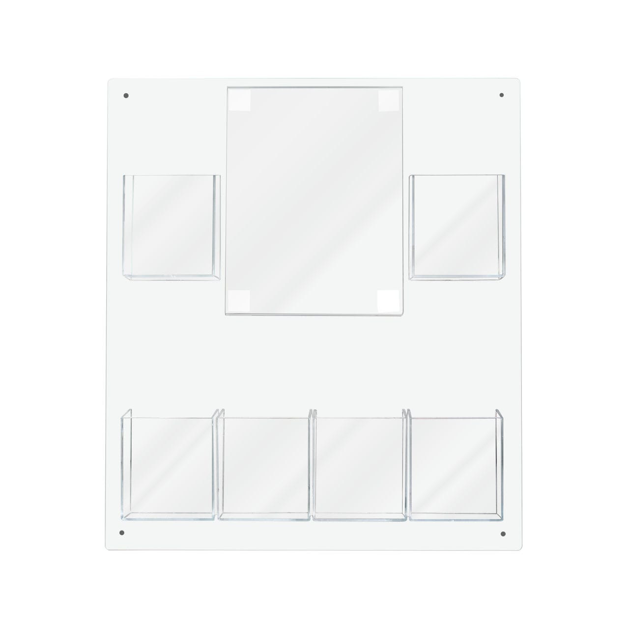 Multi Pocket Wall Mount Brochure Holder with Six Trifold Pockets and One Sign Frame