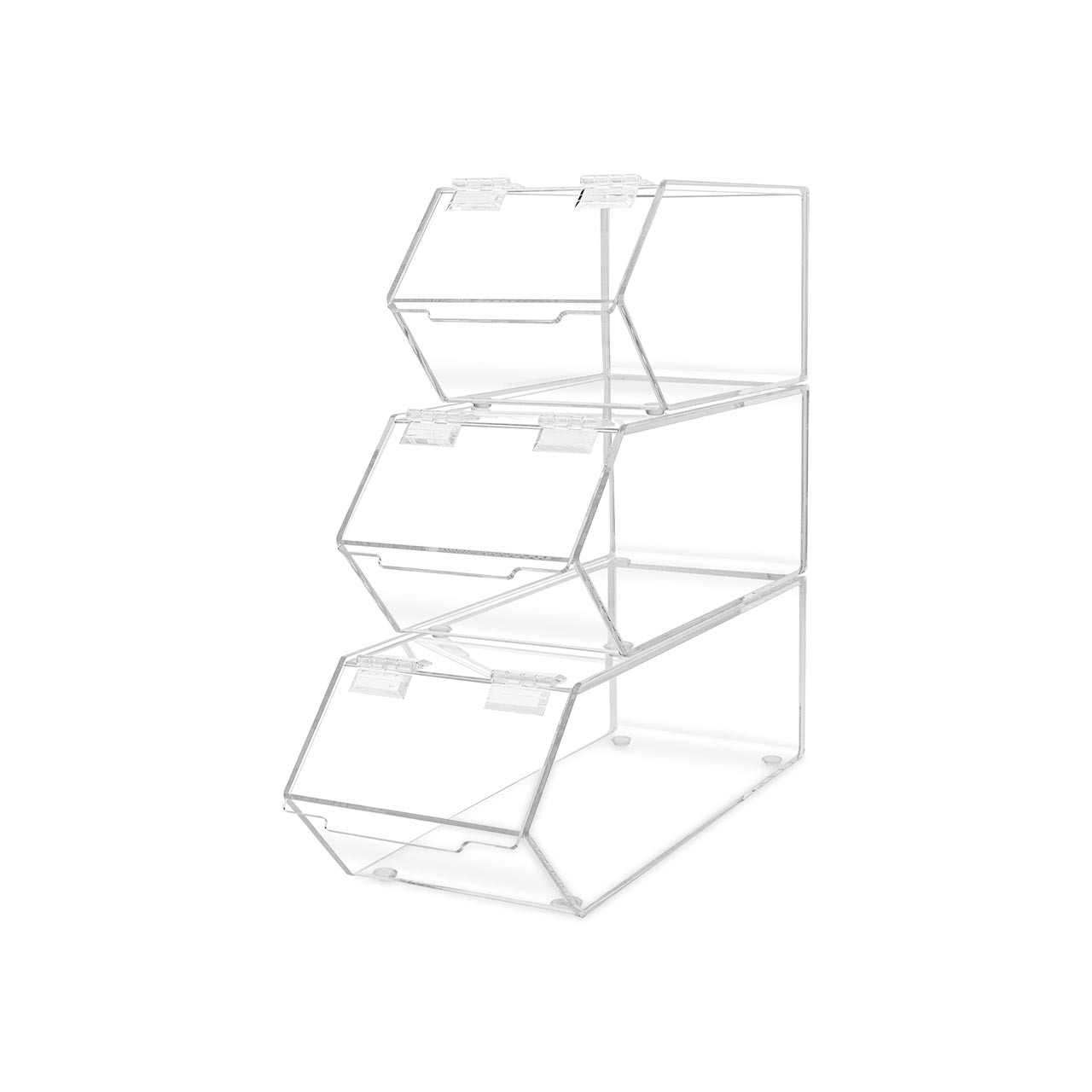 Divided 6 Bin Dispenser | Stacking Acrylic Bins | Displays