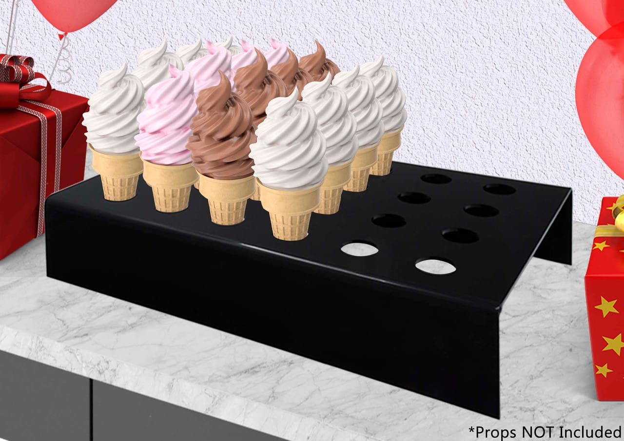 Marketing Holders Mini Ice Cream Cone Holder 12 Slot Retail Countertop  Stand to Display Small Frozen Treats and Desserts in Restaurants and Parlors