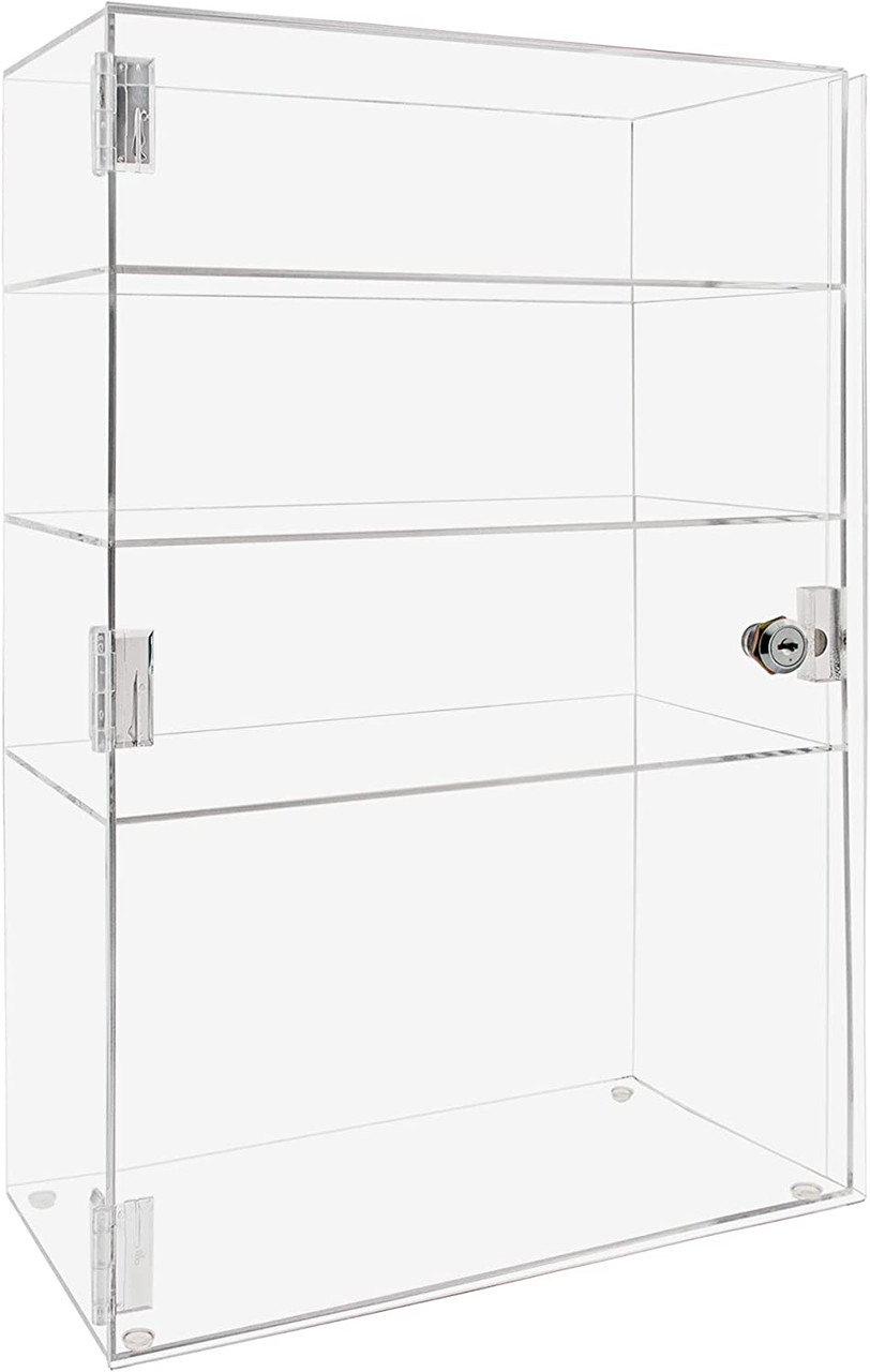 12W x 7D x 19H Acrylic Locking Display Cabinet 3 Shelves