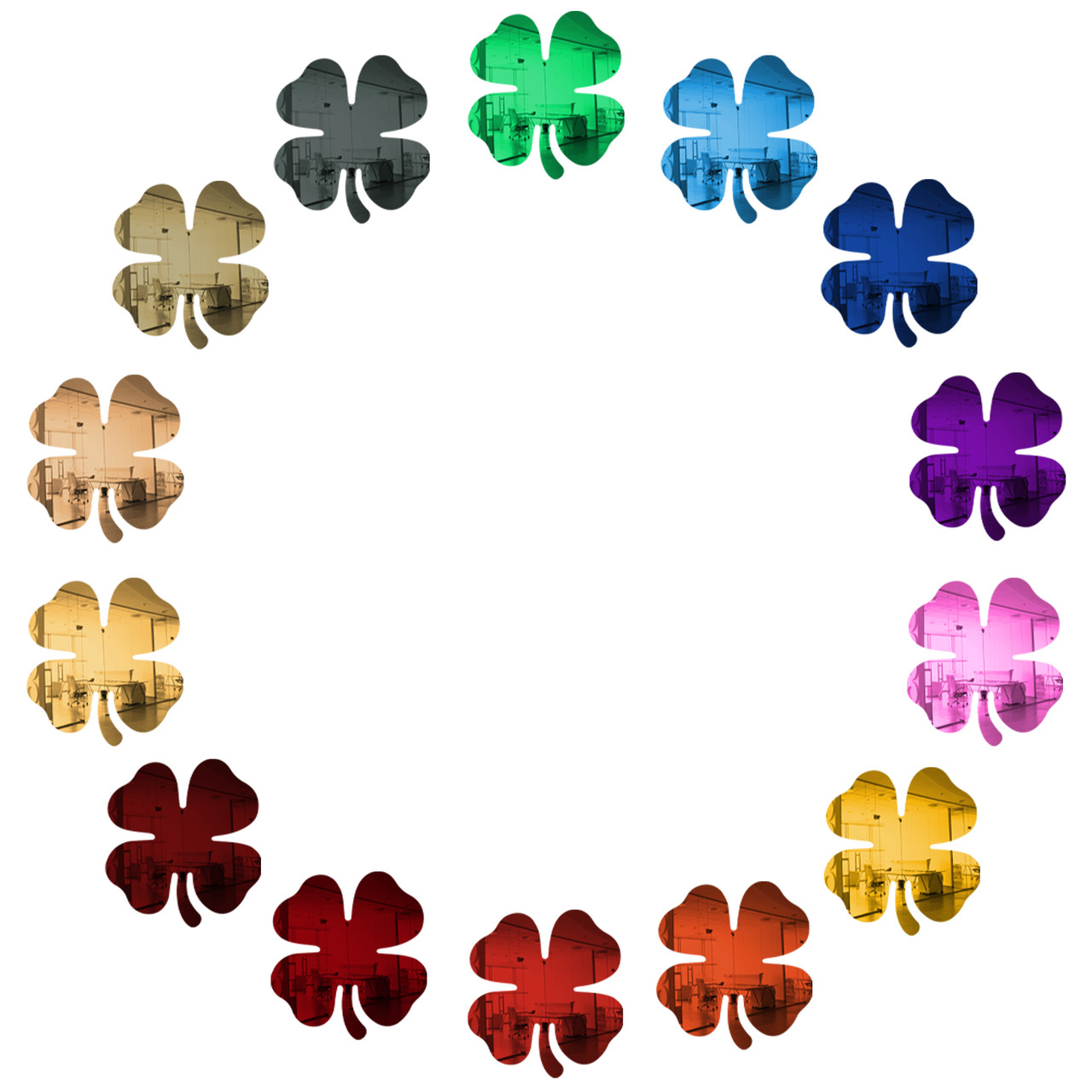 25 Pack Shamrock Shape Acrylic Mirror Tiles Crafts Select Color