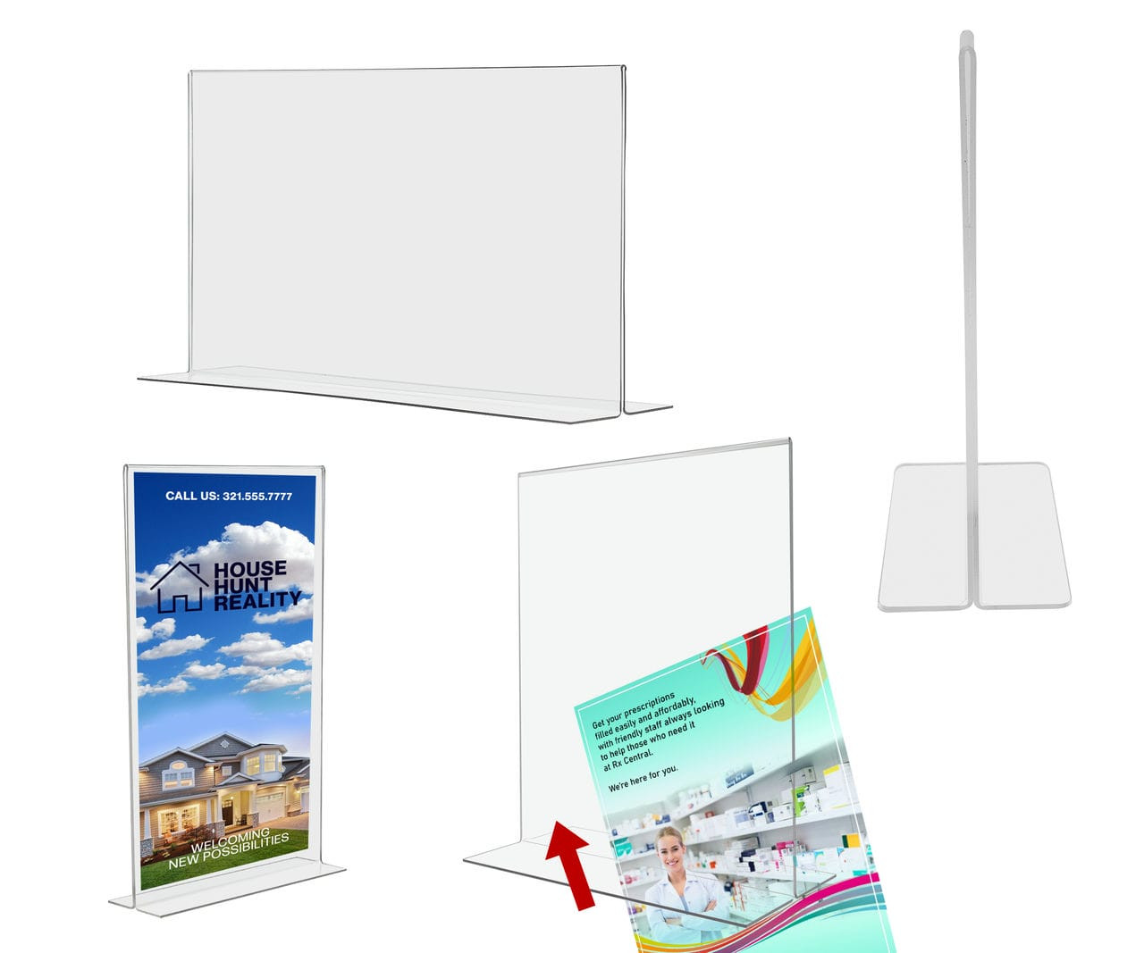 Sign Holder 3.5W x 5H Double Sided Bottom Load Table Tent