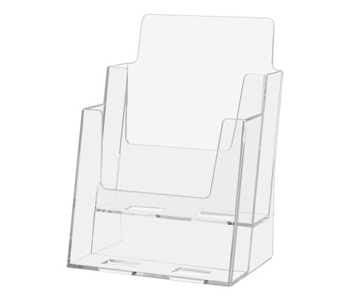 Clear Acrylic two Pocket Tiered Desktop Brochure Holder