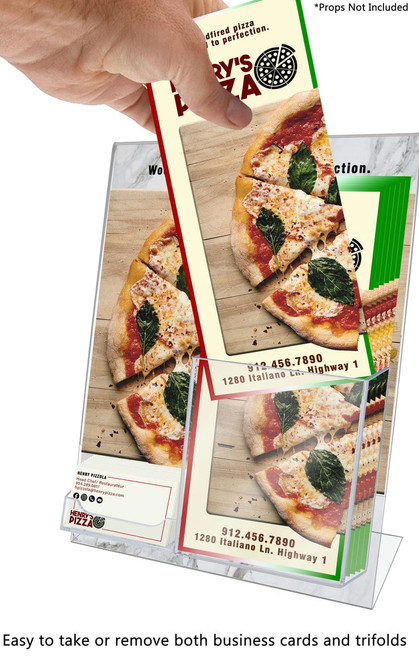 Eight and a Half Inches Wide by Eleven Inches High Slant Back Document Holder Card and TriFold Attachment with a hand Eight and a Half Inches Wide by Eleven Inches High Slant Back Document Holder Card and TriFold Attachment with a hand