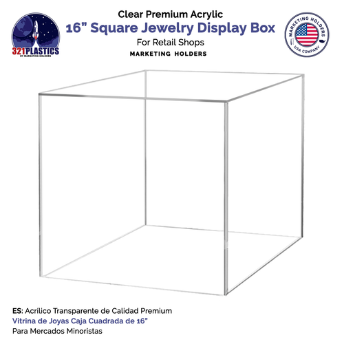 CHOICE ACRYLIC DISPLAYS Acrylic Box Case | 5 Sided Display Box | Museum Box  Case | Square Box | Acrylic Cube 16 H x 16 W x 16 D