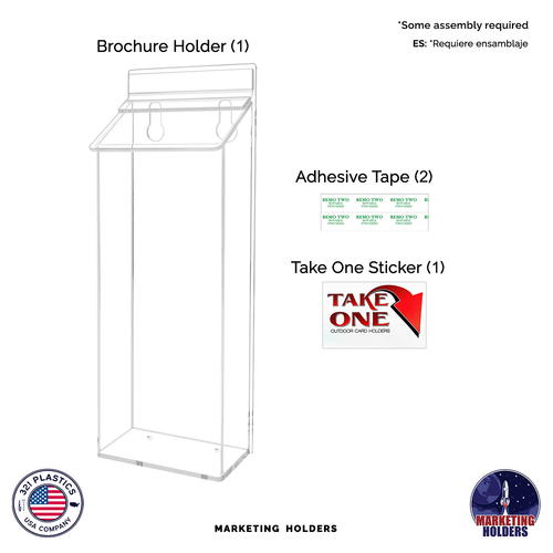 TableCraft Clear Acrylic Sign Holder With Magnets - 4L x 1 1/4W x 2 5/8H