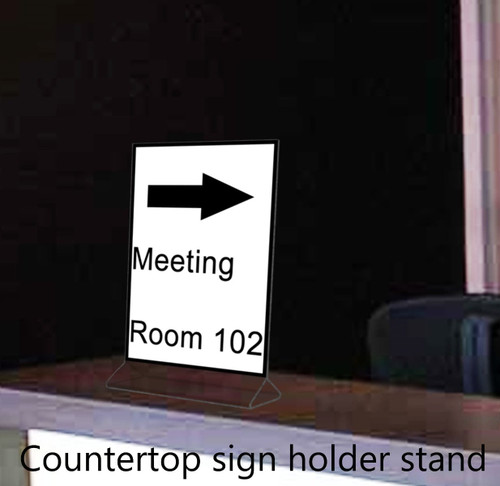 Top Load Double Sided Ad Sign Holder Frame Countertop with a meeting sign literature piece