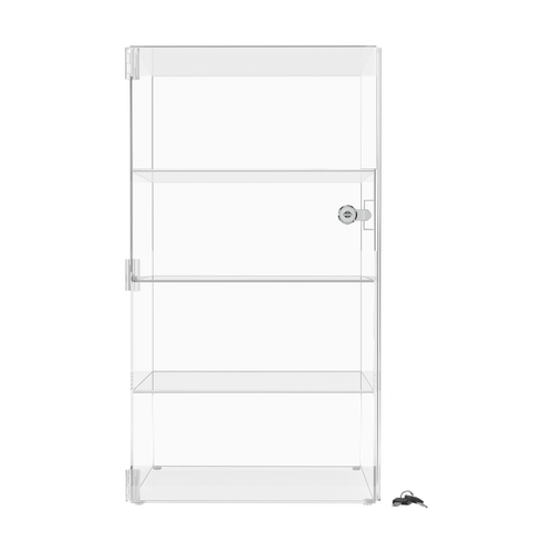 12W x 7D x 19H Acrylic Locking Display Cabinet 3 Shelves