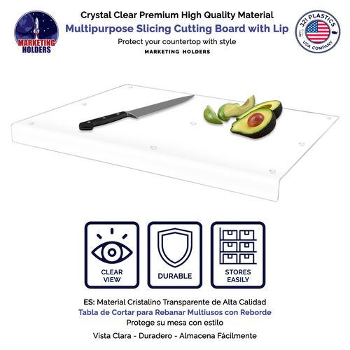 Cutting Board with Lip for Countertops Clear Acrylic