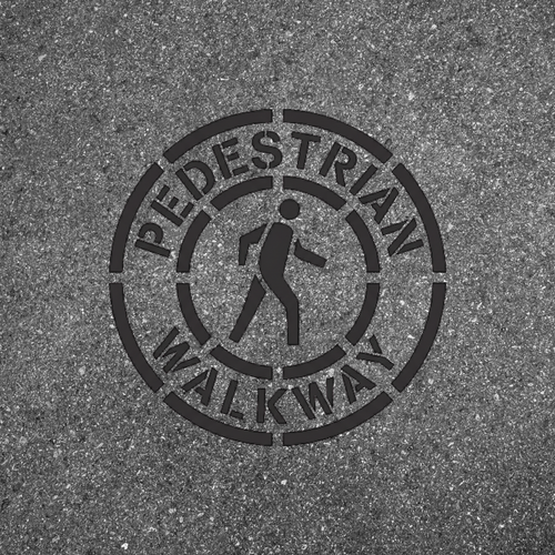 PEDESTRIAN WALKWAY Circular Symbol Stencil