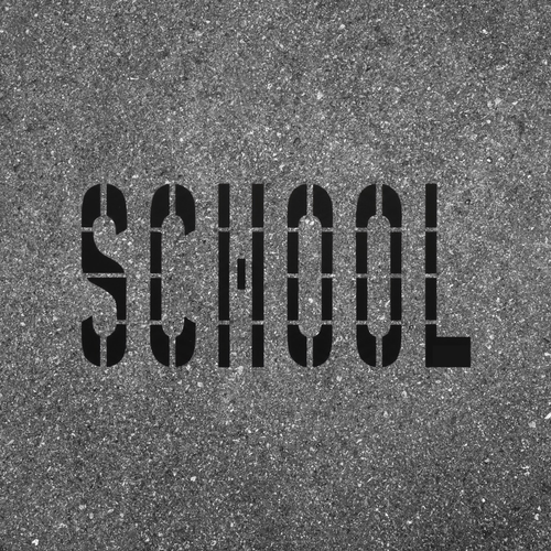 SCHOOL Stencil with 48" Letters for Parking Lots and Crosswalks SCHOOL Stencil with 48" Letters for Parking Lots and Crosswalks