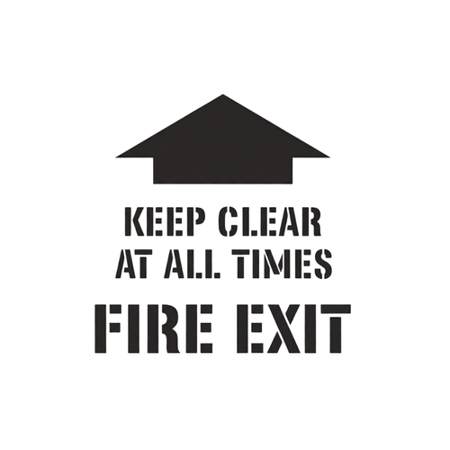 KEEP CLEAR AT ALL TIMES FIRE EXIT Floor Stencil 24" Symbol