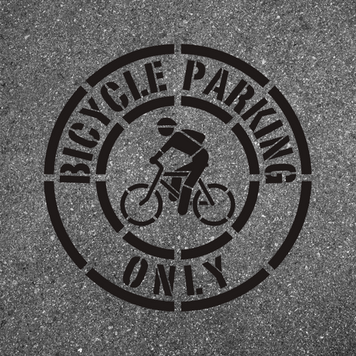 BICYCLE PARKING ONLY Stencil 17" Round Symbol BICYCLE PARKING ONLY Stencil 17" Round Symbol