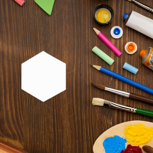 Hexagon Tile 5" White Acrylic 1/8" Thick Pieces for Crafts Hexagon Tile 5" White Acrylic 1/8" Thick Pieces for Crafts