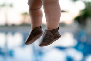 Hand painted sheep leather baby shoes
