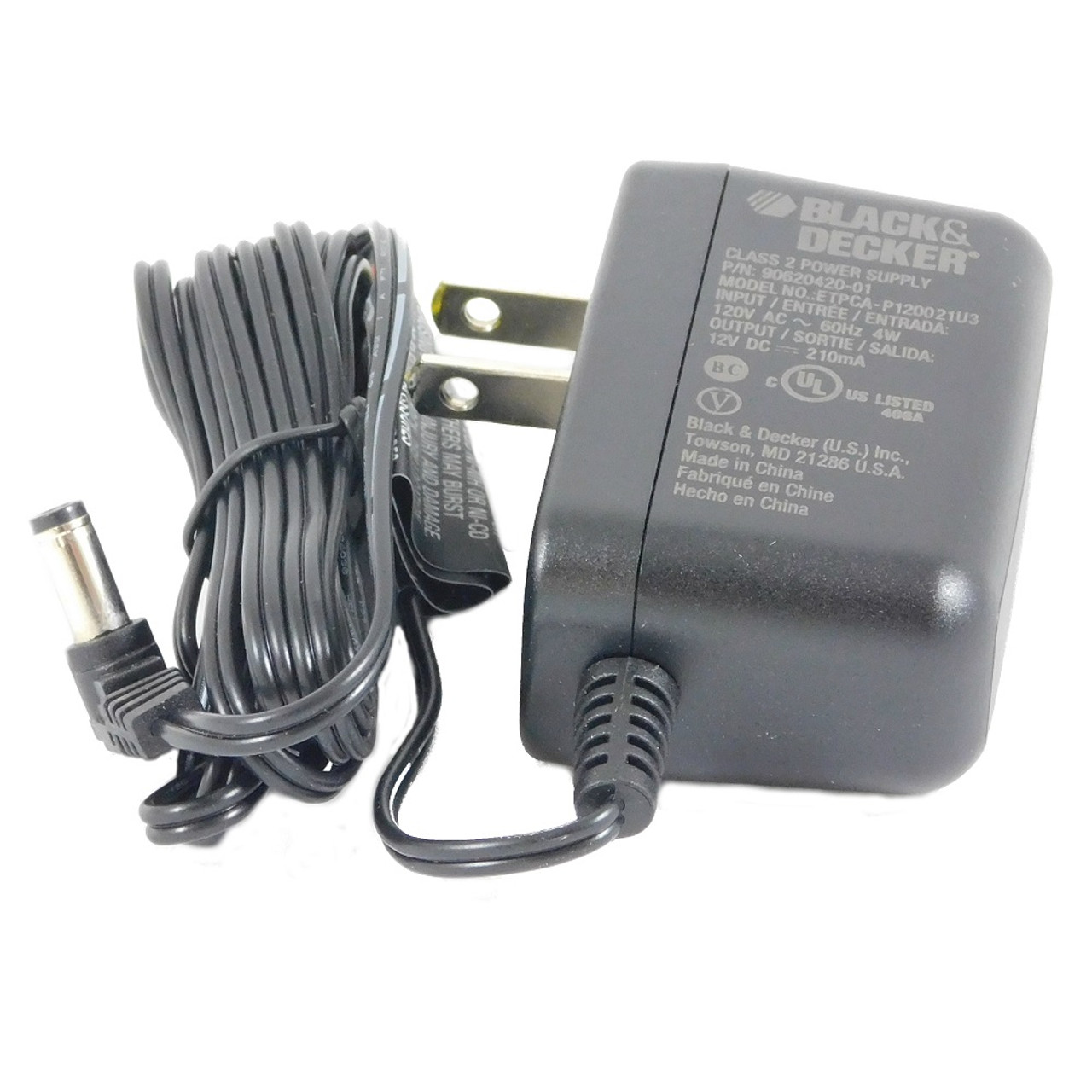 12V Black&Decker ETPCA-P120021U3 AC Adapter Power Charger P/N:90602288-01 US