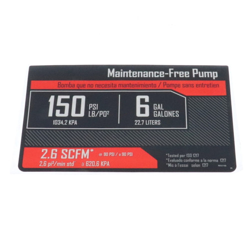 Craftsman N552186 Label Perf Cmec6150