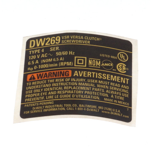 Dewalt 659253-00 Name Plate