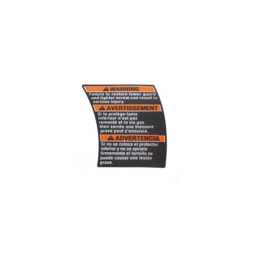 Ryobi 089045006901 Label; Lower Guard Warning