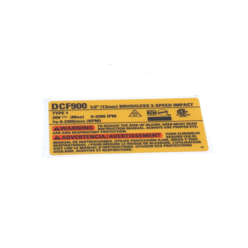 Dewalt NA201576 Rating Label