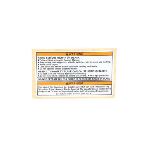 Honda 87114-VH7-901 Warning Label