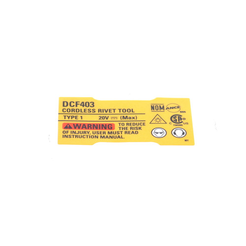 Dewalt NA199031 Rating Label