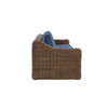 Shoreline wicker sofa in Cane Brown finish with Indigo Azure cushions  [Cane Brown][Indigo Azure]