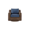 Shoreline wicker swivel glider in Cane Brown finish with Indigo Azure cushions  [Cane Brown][Indigo Azure]