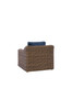 Shoreline wicker Lounge Chair in Cane Brown finish with Indigo Azure cushions  [Cane Brown][Indigo Azure]
