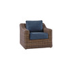 Shoreline wicker Lounge Chair in Cane Brown finish with Indigo Azure cushions  [Cane Brown][Indigo Azure]