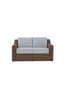 Shoreline wicker loveseat in Cane Brown finish with Mist cushions [Cane Brown][Mist]