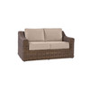 Shoreline wicker loveseat in Cane Brown finish with Pebble cushions [Cane Brown][Pebble]