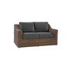 Shoreline wicker loveseat in Cane Brown finish with Carbon cushions [Cane Brown][Carbon]