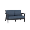 Chloe  Loveseat with Indigo Azure Cushion in Black Finish [Indigo Azure][Black]