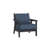 Chloe Lounge Chair with Indigo Azure Cushion in Black Finish [Indigo Azure][Black]